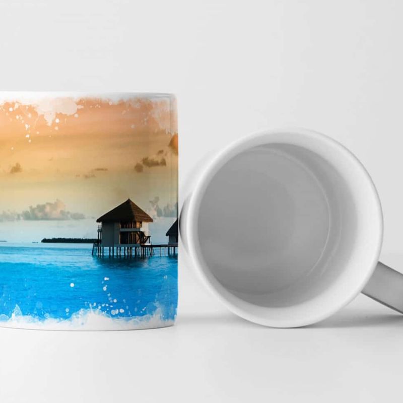 Tasse Geschenk Landschaftsfotografie – Bungalows im Meer