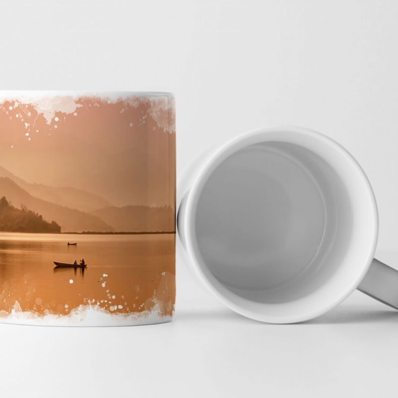 Tasse Geschenk Landschaftsfotografie – Phewa See bei Sonnenaufgang Nepal