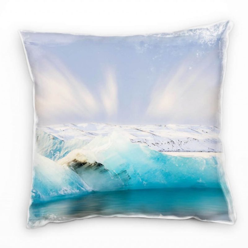 Winter, Gletscher, Schnee, Wasser, blau, türkis, weiß Deko Kissen 40x40cm für Couch Sofa Lounge Zier