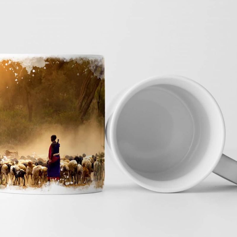 Tasse Geschenk Landschaftsfotografie – Schäfer mit Schafherde