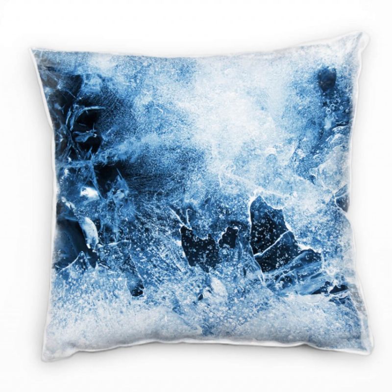 Macro, blau, weiß, Eis Deko Kissen 40x40cm für Couch Sofa Lounge Zierkissen