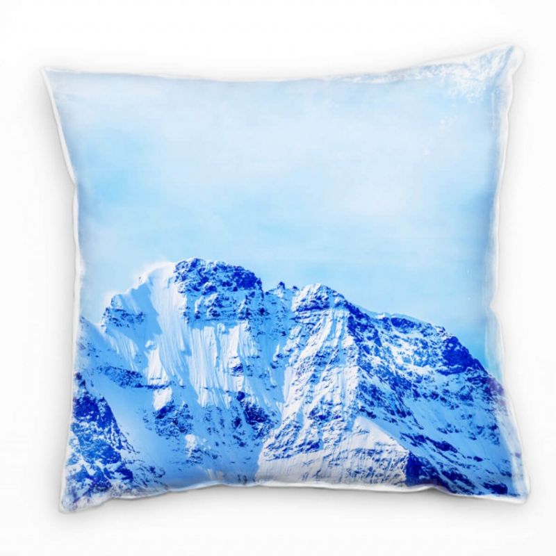 Natur, schneebedeckte Berge, blau Deko Kissen 40x40cm für Couch Sofa Lounge Zierkissen