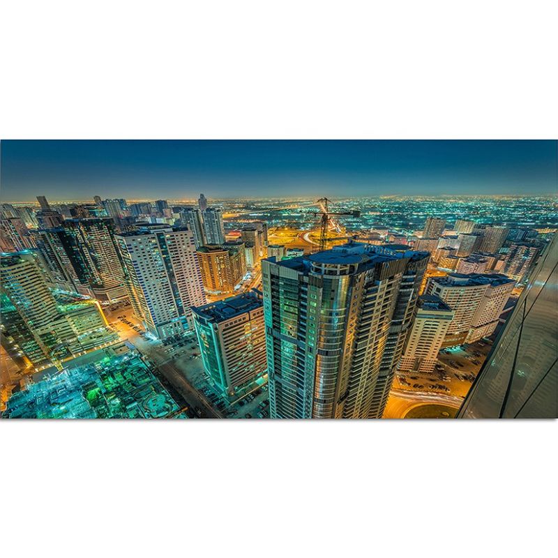 120x80cm Stadt Wolkenkratzer Lichter Sharjah