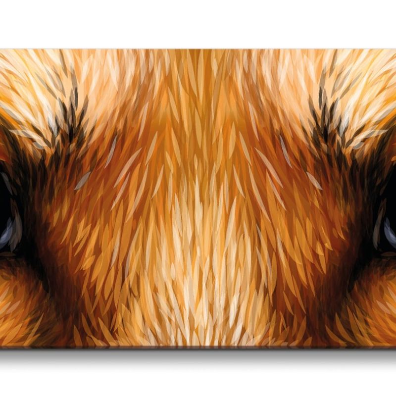 Leinwandbild 120x60cm Fuchs Augen Kunstvoll Dekorativ Orange Rot