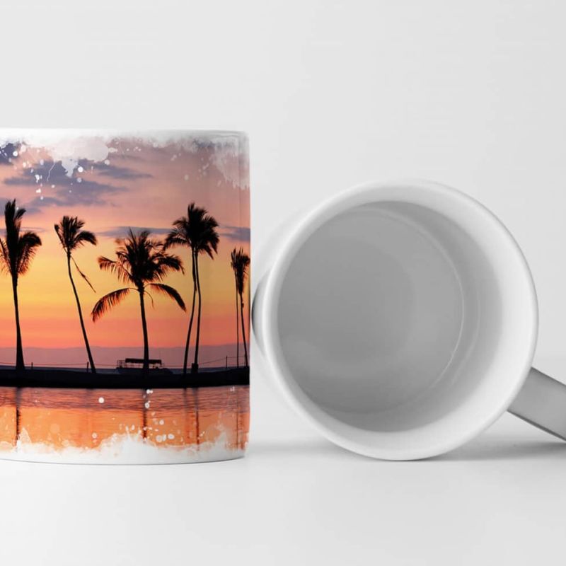 Tasse Geschenk Landschaftsfotografie – Palmenreihe bei Sonnenuntergang