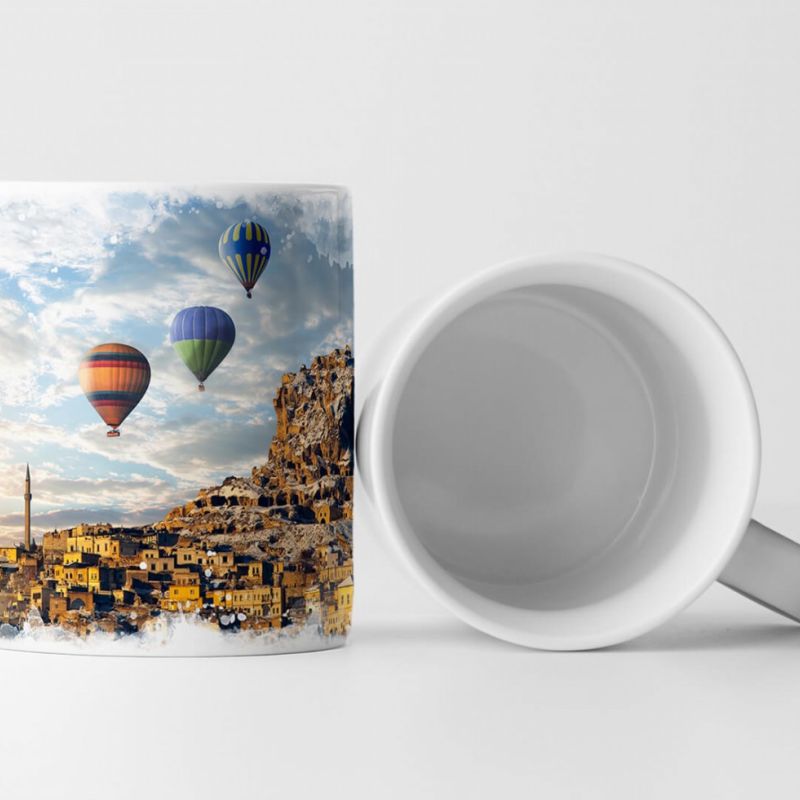 Tasse Geschenk Urbane Fotografie – Heißluftballons über dem sonnigen Cappadocia