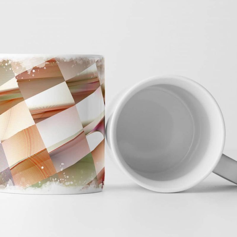 Tasse Geschenk Digitale Grafik – Geometrisches Muster in Creme und Braun