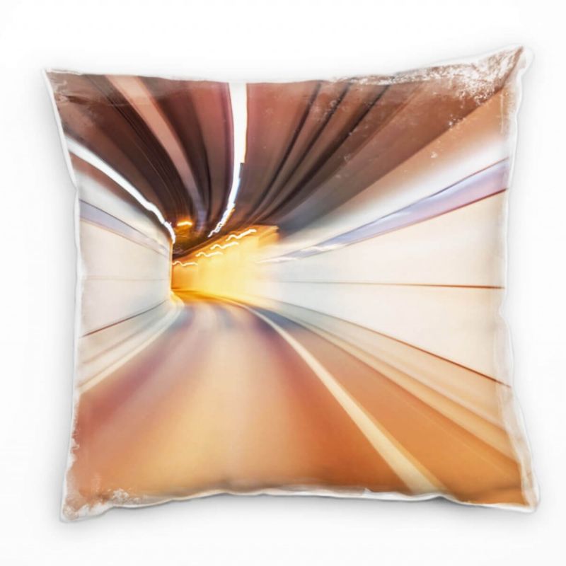 Abstrakt, Urban, Tunnel, Geschwindigkeit, orange Deko Kissen 40x40cm für Couch Sofa Lounge Zierkisse