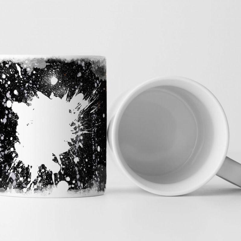 Tasse Geschenk schwarzer Hintergrund + weißen Farbklecks