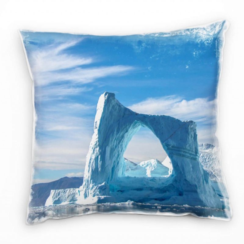 Winter, Natur, blau, weiß, Eisberg, Grönland Deko Kissen 40x40cm für Couch Sofa Lounge Zierkissen