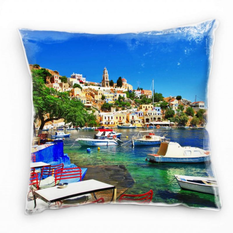 Landschaften,  Insel von Dodecanese Greece, Stadt Deko Kissen 40x40cm für Couch Sofa Lounge Zierkiss