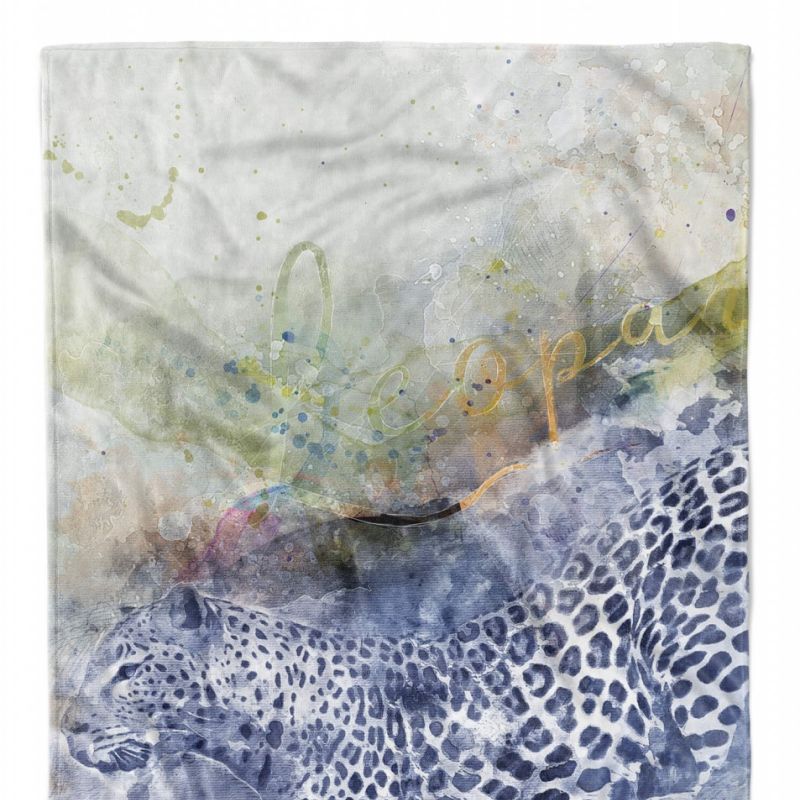 Handtuch Strandhandtuch Saunatuch Kuscheldecke SplashArt Tier Serie Kunstvoll Leopard VI