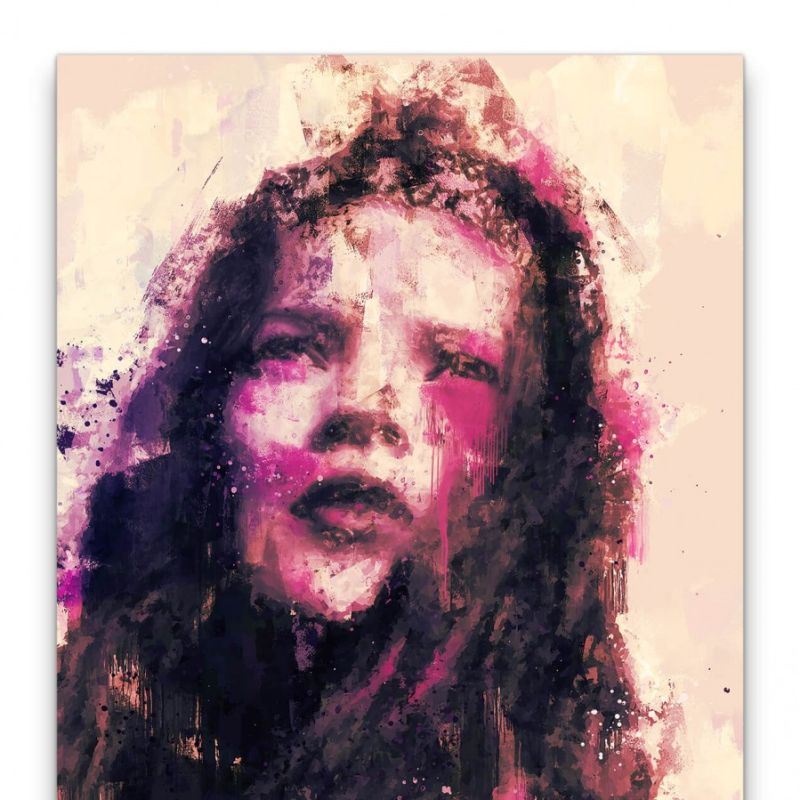 Kate Moss Porträt Abstrakt Kunst Topmodel Struktur 60x90cm Leinwandbild