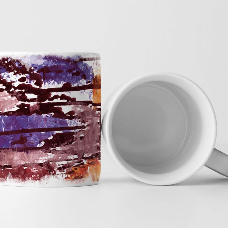 Tasse Geschenk weinrot, blauviolett, weiß, orangene Abstraktion