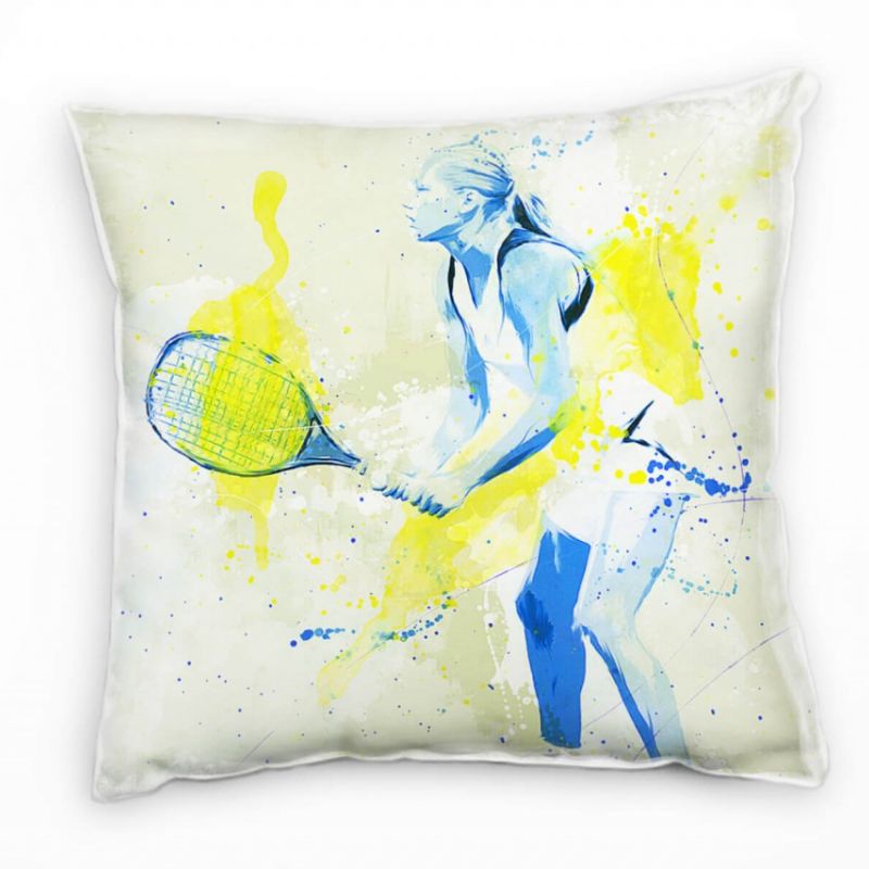 Tennis Deko Kissen Bezug 40x40cm für Couch Sofa Lounge Zierkissen