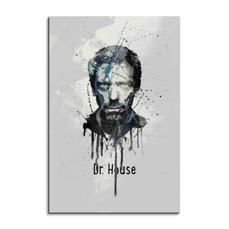 Dr House 90x60cm Aquarell Art Wandbild auf Leinwand fertig gerahmt Original Sinus Art