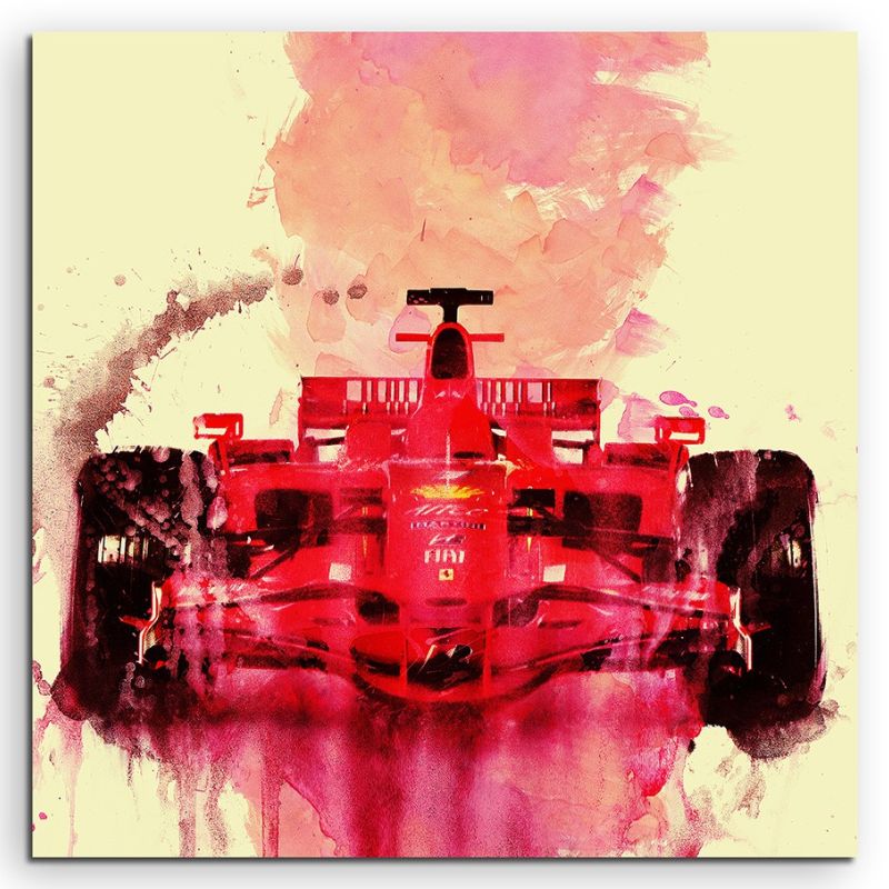 Formula 1 Ferrari 60x60cm  Aquarell Art Leinwandbild