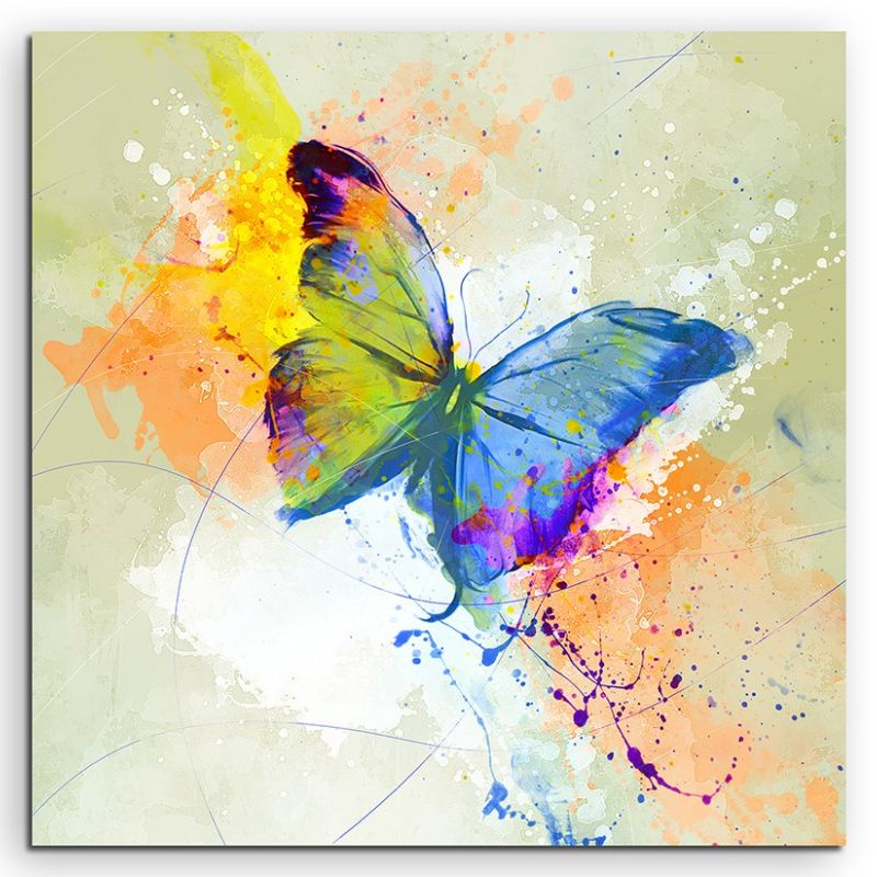 Schmetterling 60x60cm Aquarell Art Leinwandbild