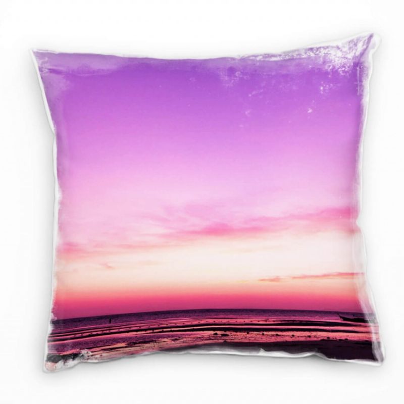 Strand und Meer, lila, pink, blau, schwarz Deko Kissen 40x40cm für Couch Sofa Lounge Zierkissen