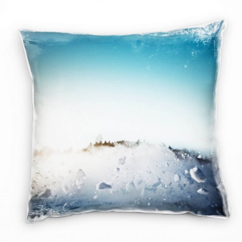 künstlerische Fotografie weiß, blau, Eis, Bewegung Deko Kissen 40x40cm für Couch Sofa Lounge Zierkis