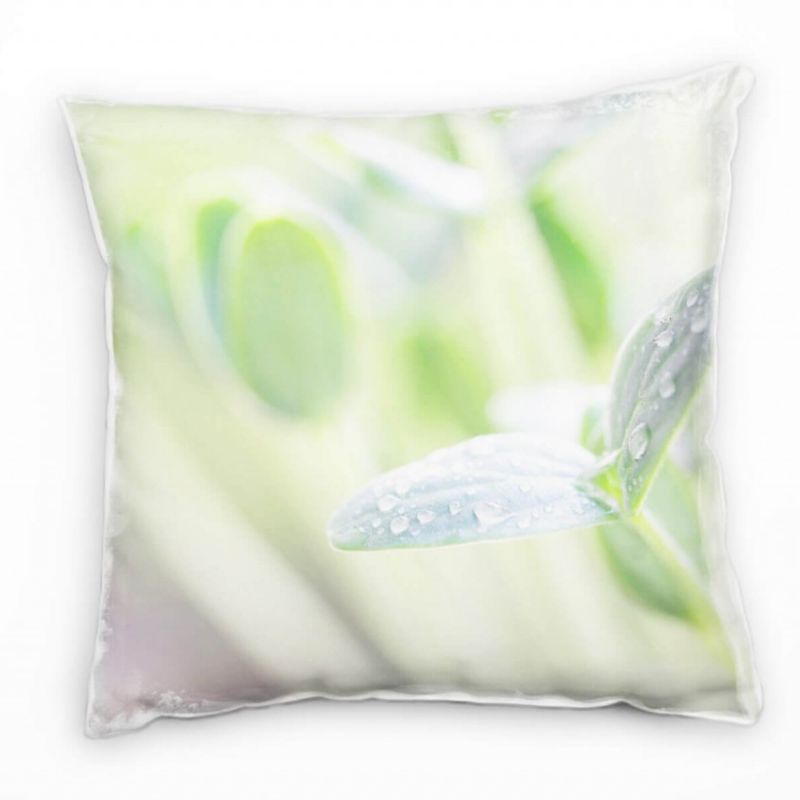 Macro, Natur, Pflanze, Wassertropfen, grün, gelb Deko Kissen 40x40cm für Couch Sofa Lounge Zierkisse