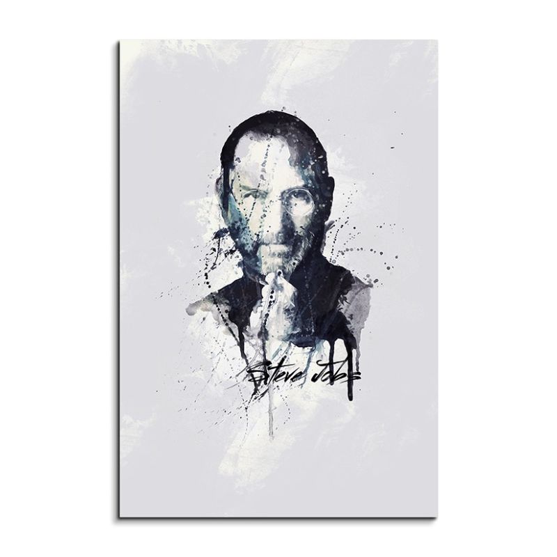 Steve Jobs 90x60cm Aquarell Art Wandbild auf Leinwand fertig gerahmt Original Sinus Art