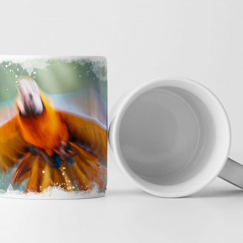 Tasse Geschenk Künstlerische Fotografie – Papagei im Flug