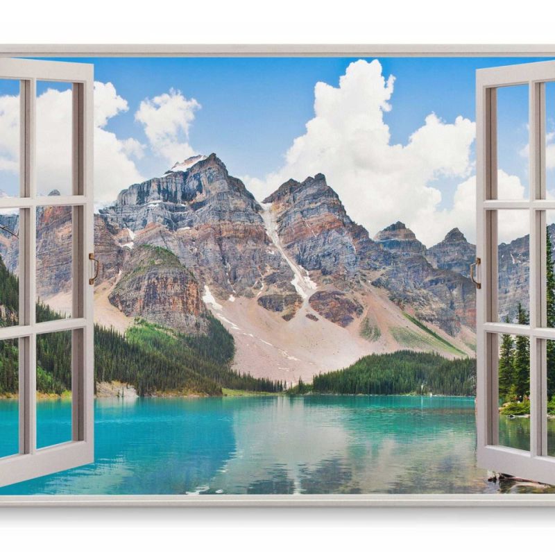 Wandbild 120x80cm Fensterbild Kanada Berge Natur See Bergsee Sommer