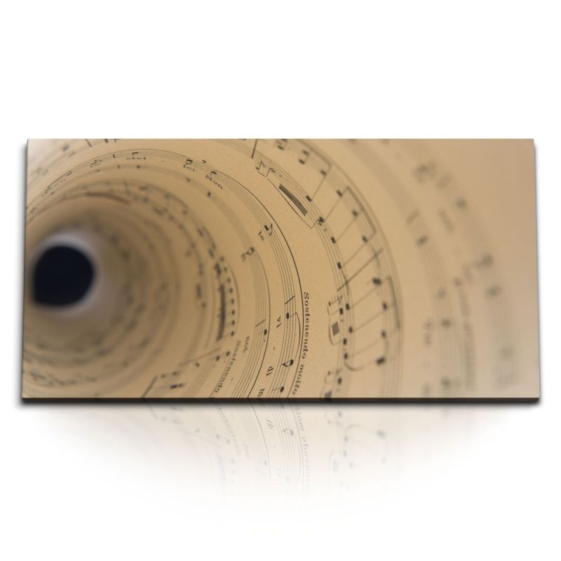 Kunstdruck Bilder 120x60cm Musiknoten Notenblatt Musik Klassik Spirale Fotokunst