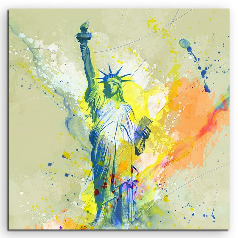 Freiheitsstatue I 60x60cm Aquarell Art Leinwandbild