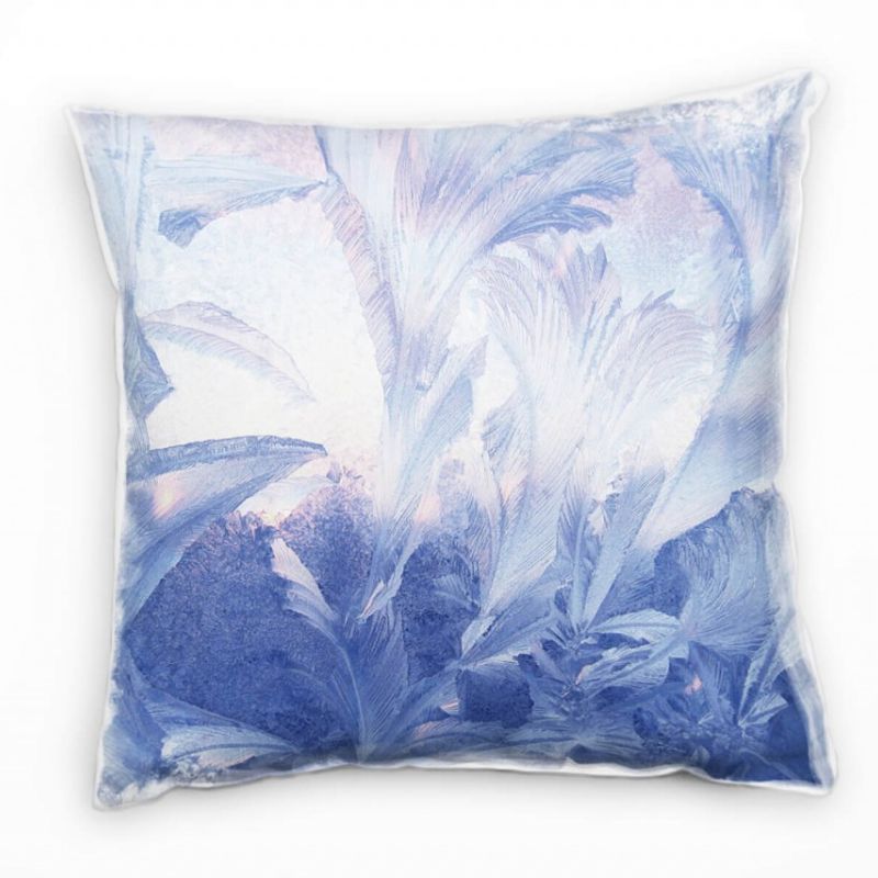 Winter, Eis, gefrorene Scheibe, Eisblumen, blau Deko Kissen 40x40cm für Couch Sofa Lounge Zierkissen