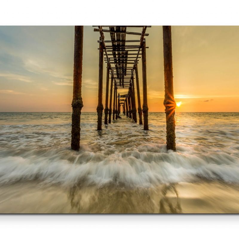 Thailand  Brücke im Meer – Leinwandbild