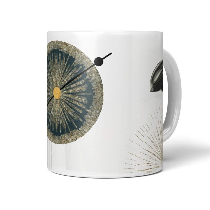 Dekorative Tasse mit schönem Vogel Motiv Erzrabe schönem Design goldene Elemente Kunstvoll