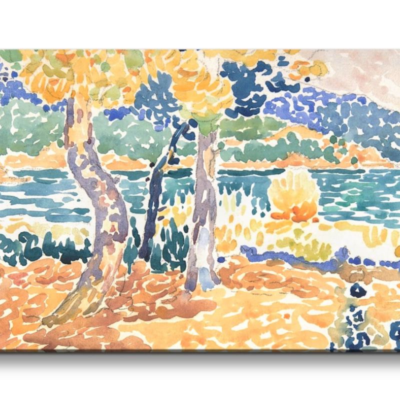 Remaster 120x60cm Henri Edmond Cross weltberühmtes Wandbild Impressionismus Farbenfroh Pines on the