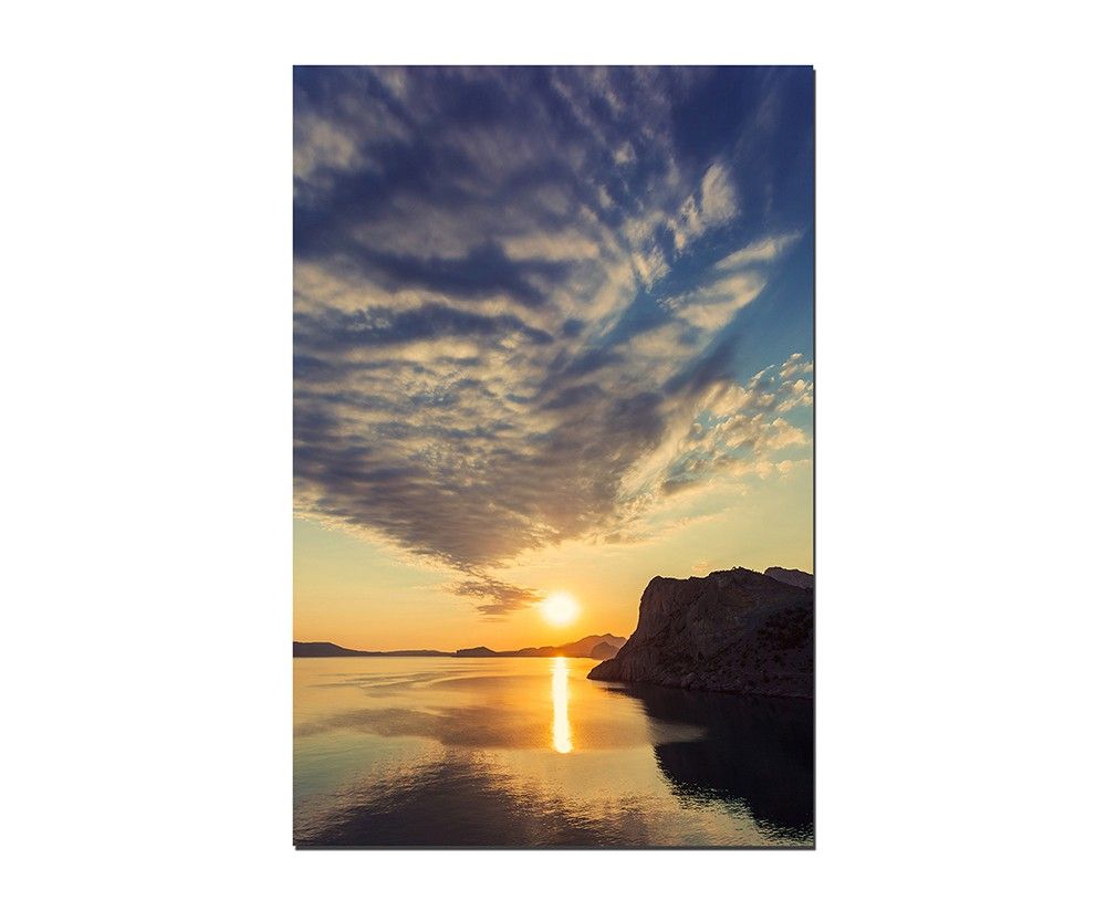 120x60cm Meer Felsen Sonnenaufgang Wolken