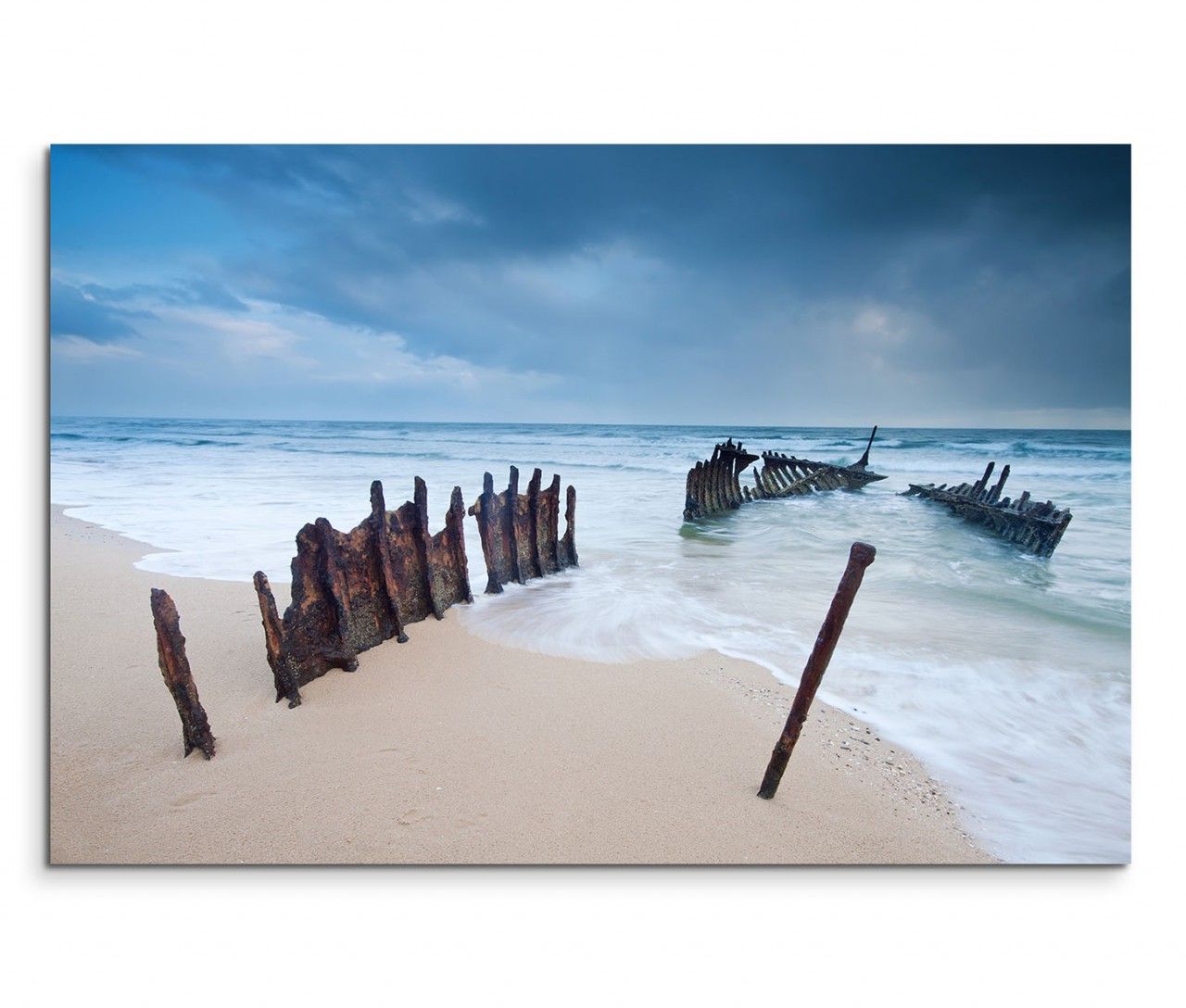 120x80cm Wandbild Australien Strand Meer Wrack Dämmerung