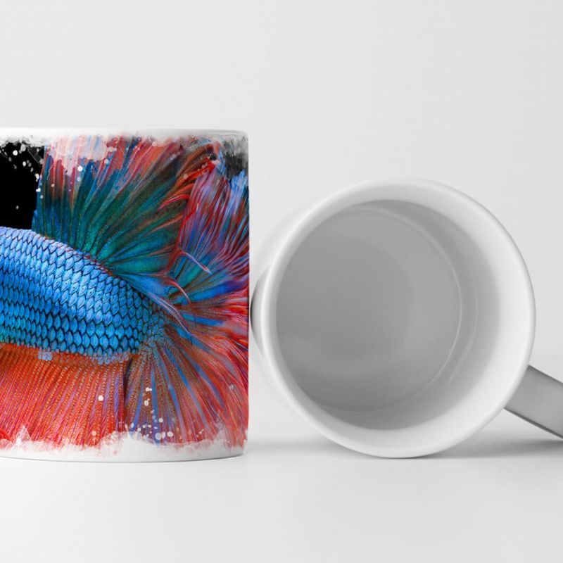 Tasse Geschenk Tierfotografie – Blau roter siamesischer Kampffisch