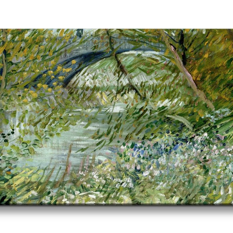 Remaster 120x60cm Vincent Van Gogh Impressionismus Weltberühmtes Gemälde Brücke am Fluss Natur Bäume