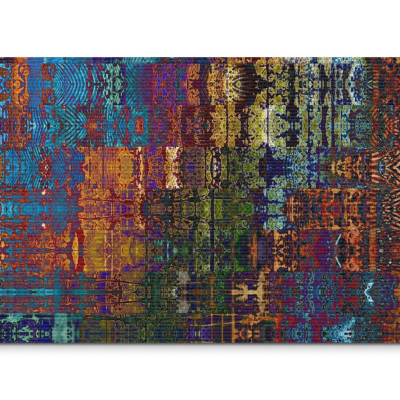 120x80cm Wandbild Hintergrund abstrakt blau orange grün braun