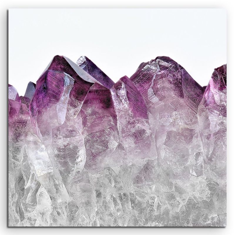 Naturfotografie – Ombre Amethyst Kristall violett weiß auf Leinwand