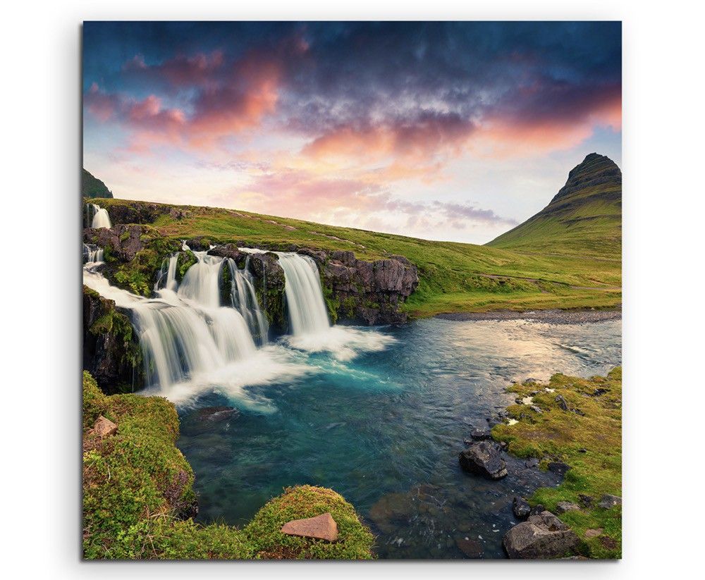 Landschaftsfotografie – Sonnenaufgang am Kirkjufell Berg, Island auf Leinwand