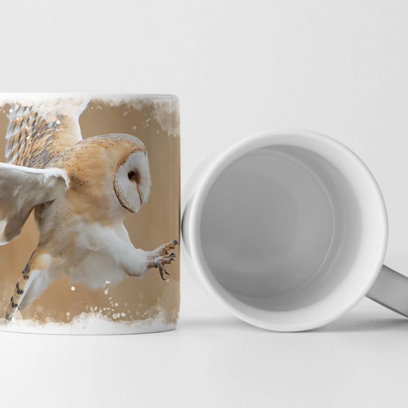 Tasse Geschenk Tierfotografie – Schleiereule im Flug