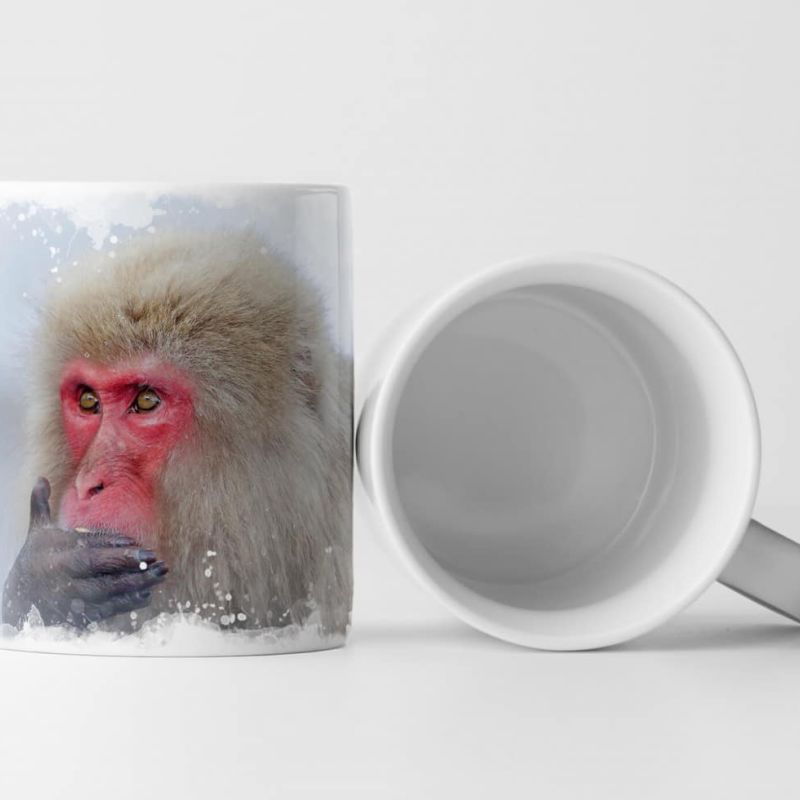 Tasse Geschenk Affe Hand vor dem Mund – Tierfotografie