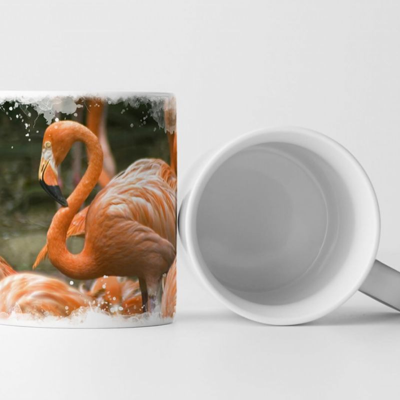 Tasse Geschenk Tierfotografie – Flamingo in der Gruppe