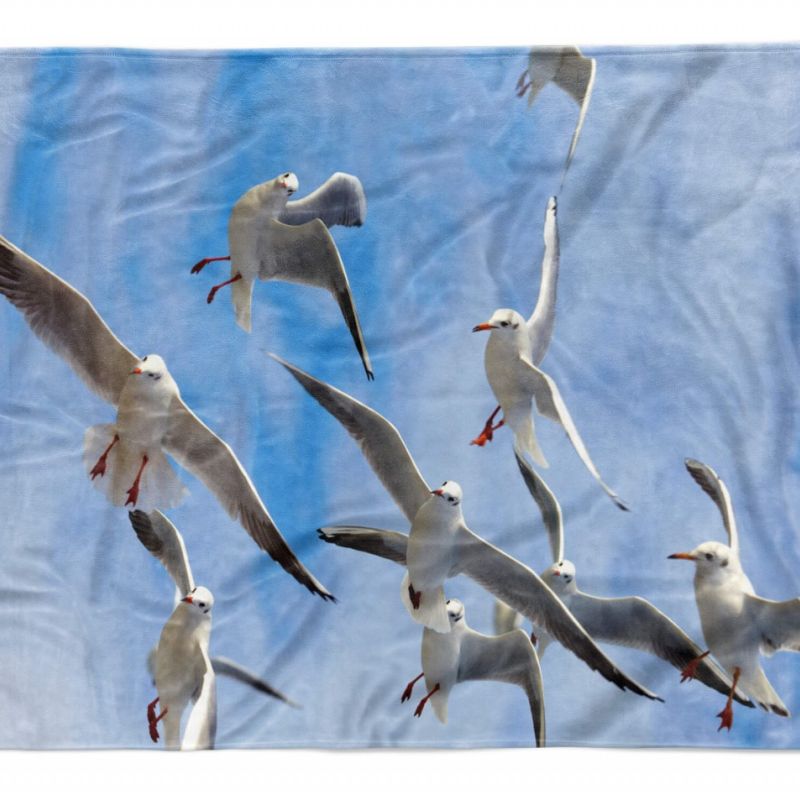 Handtuch Strandhandtuch Saunatuch Kuscheldecke  mit Tiermotiv Möwen Fliegen