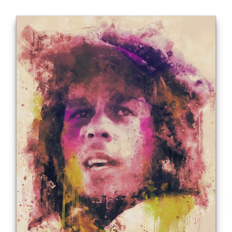 Bob Marley Porträt Abstrakt Kunst Musiklegende Reggae Frieden 60x90cm Leinwandbild