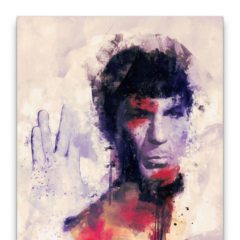 Commander Spock Star Trek Porträt Abstrakt Kunst 60x90cm Leinwandbild