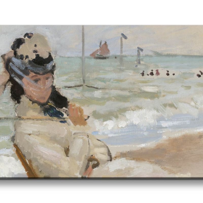 Remaster 120x60cm Claude Monet Impressionismus weltberühmtes Wandbild Camille on the Beach