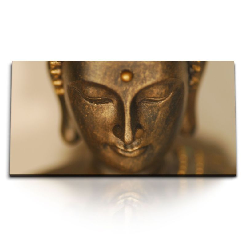 Kunstdruck Bilder 120x60cm Buddhastatue Buddha Buddhismus Bronzekopf Meditation