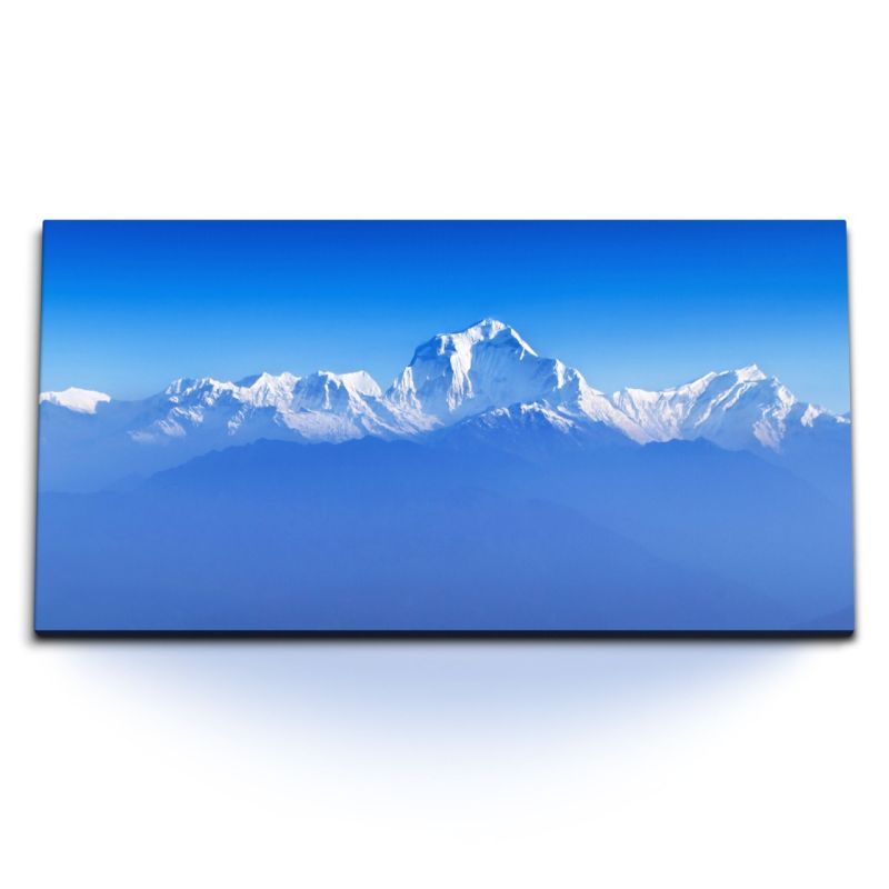 Kunstdruck Bilder 120x60cm Hellblaue Berge Berggipfel Schneegipfel Blau